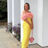 RACHEL GILBERT (yellow/pink) Zion Feather Midi