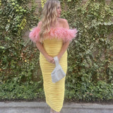 RACHEL GILBERT (yellow/pink) Zion Feather Midi