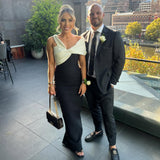 RACHEL GILBERT (black/white) Matteo bow off shoulder gown