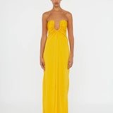 CHRISTOPHER ESBER (Saffron yellow) palm strapless gown