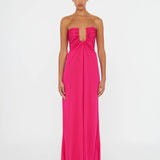 CHRISTOPHER ESBER (magenta pink) palm strapless gown