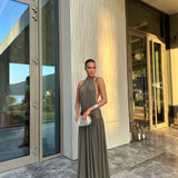 ARCINA ORI (khaki) Santina halter neck maxi