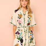 ALEMAIS (ivory/multiucolor) Meagan short sleeve mini