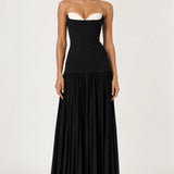 JEFRESEI (black) Nicolette strapless pleated maxi
