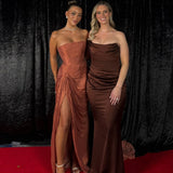 CUSTOM MADE (orange rust) Strapless Drape Gown