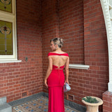 DECONDUARTE (red) Ivana Jersey off shoulder maxi