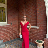 DECONDUARTE (red) Ivana Jersey off shoulder maxi