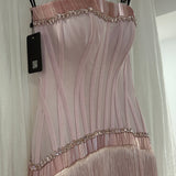 VILDANE KAMEROLLI (pink) Aurora Fringe Gown