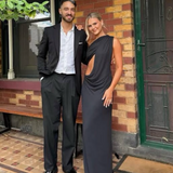 MISHA (black) Solstice one shoulder maxi
