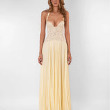 FENITY (butter yellow) Gaia pleated halter maxi