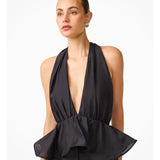 ELLIATT (black) Fiorina halter peplum maxi