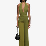 BEC AND BRIDGE (forest green) Cassis halter drape maxi