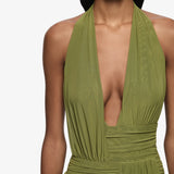 BEC AND BRIDGE (forest green) Cassis halter drape maxi