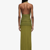 BEC AND BRIDGE (forest green) Cassis halter drape maxi