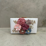 SARAH (white) Floral clutch