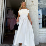 ELLIATT (white) Laurel strapless frill gown