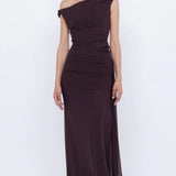 BEC AND BRIDGE (brown) Kailani asym mesh maxi