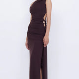 BEC AND BRIDGE (brown) Kailani asym mesh maxi