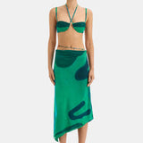 SIR THE LABEL (green/blue) Frankie gathered bralette/scarf skirt set