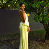 DECONDUARTE (yellow) MTO Primrose backless gown