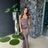 HOUSE OF CB (brown) Persephone strapless corset gown