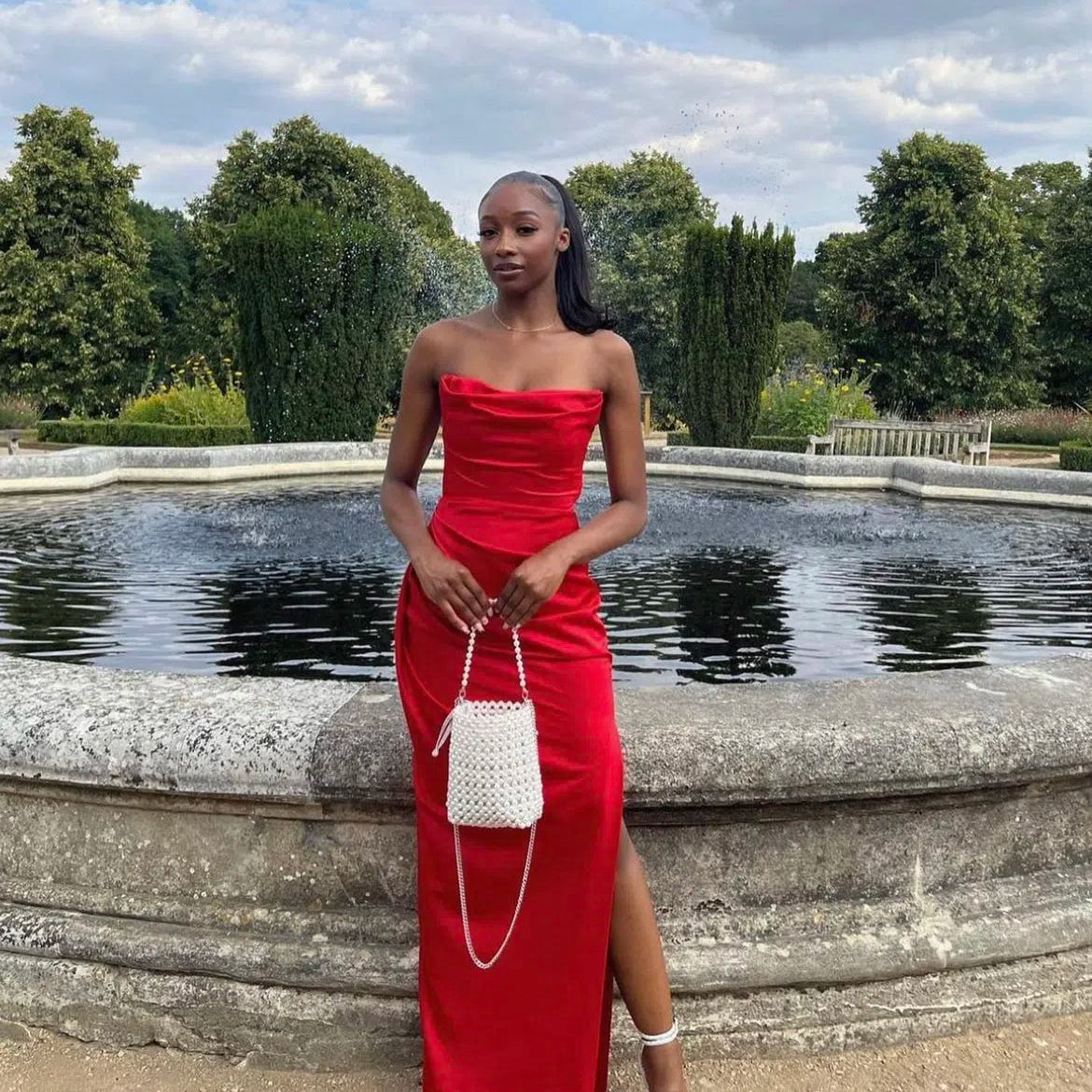 HOUSE OF CB (red) Adrienne strapless corset gown – Rent My Style