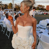 FANCI CLUB (white) rosette mini skirt and corset set