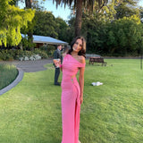 BEC AND BRIDGE (pink grapefruit) Kailani Asym mesh maxi