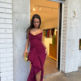 HOUSE OF CB (wine red) Gabbi ruffled maxi