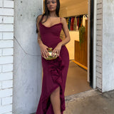 HOUSE OF CB (wine red) Gabbi ruffled maxi