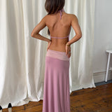 LAMARIE (blush pink) Ondre halter maxi