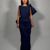 RACHEL GILBERT (royal blue) Zora high neck bow gown