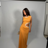 CHRISTOPHER ESBER Cut Out Ribbed Maxi (Orange)