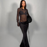 CHRISTOPHER ESBER (black) long sleeve mesh/silk maxi