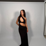 CHRISTOPHER ESBER Tank Cup Two Crystal Open Slash Tummy Midi (Black)
