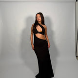 CHRISTOPHER ESBER Tank Cup Two Crystal Open Slash Tummy Midi (Black)