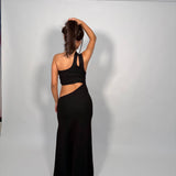 CHRISTOPHER ESBER Tank Cup Two Crystal Open Slash Tummy Midi (Black)