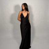 MANNING CARTELL (black) Liquid Asset spaghetti strap gold hardware maxi