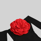 SIERRA DARIEN (black/red) off shoulder with red flower midi