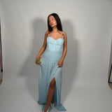MANNING CARTELL (baby blue) Double Time Pleat gown