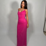 HOUSE OF CB (fuschia pink) Nalini lace maxi