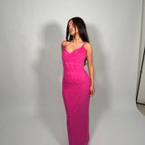 HOUSE OF CB (fuschia pink) Nalini lace maxi