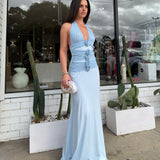 MAYGEL CORONAL (blue) halter flower maxi