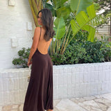 ONE MILE (brown) Sammy open back maxi