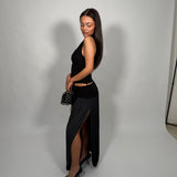 BEC AND BRIDGE (black) serene boatneck drape midi
