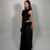 BEC AND BRIDGE (black) serene boatneck drape midi