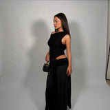 BEC AND BRIDGE (black) serene boatneck drape midi