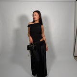 BEC AND BRIDGE (black) serene boatneck drape midi
