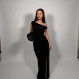 BEC AND BRIDGE (black) Victoria Asym mesh maxi