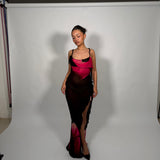 RAT AND BOA (black/pink) floral Aurelia leg split maxi